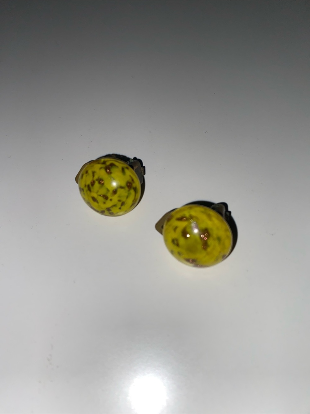 Made in Italy Yellow Speckled Round Clip-On Earrings